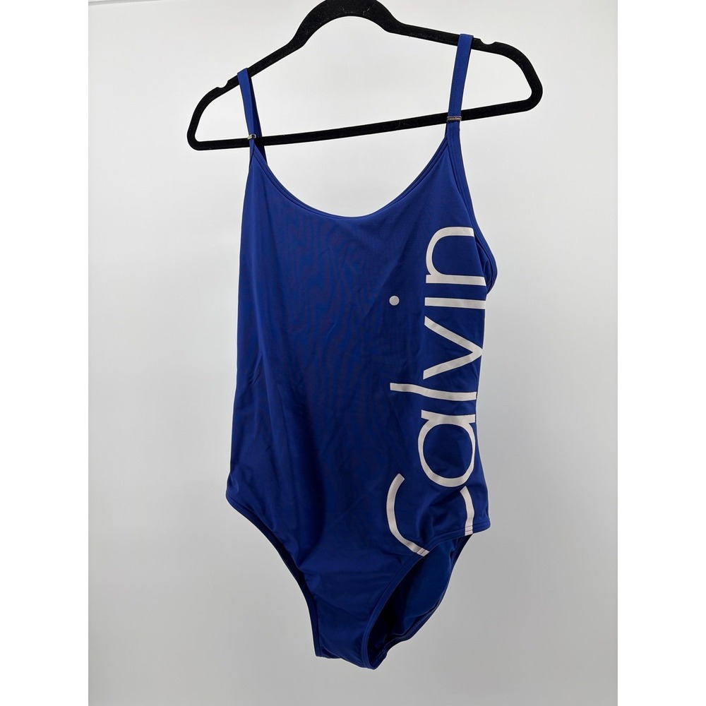 Calvin Klein One Piece‎ Swimsuit, Royal Blue, Logo, Beach, Vacation, Women Sz 14